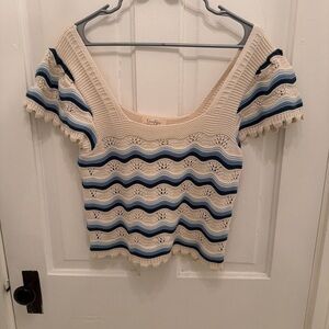 Jessica Simpson Crochet Knit Crop Top Hippie Boho Cottage Core Festival XL